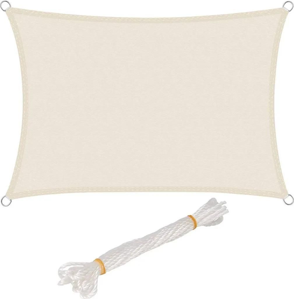 Markise, rechteckig, 3x4 m, creme, wasserabweisend, Sonnenschutz, Polyester, Windschutz mit UV-Schutz für Garten, Terrasse, Camping