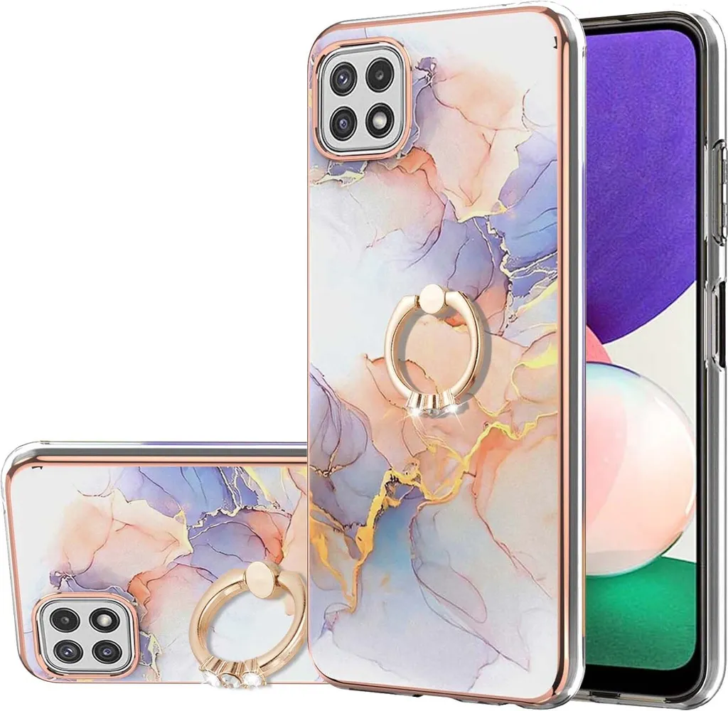 Custodia Samsung Galaxy A22 5G Grigio con Anello - Protezione Silicone TPU