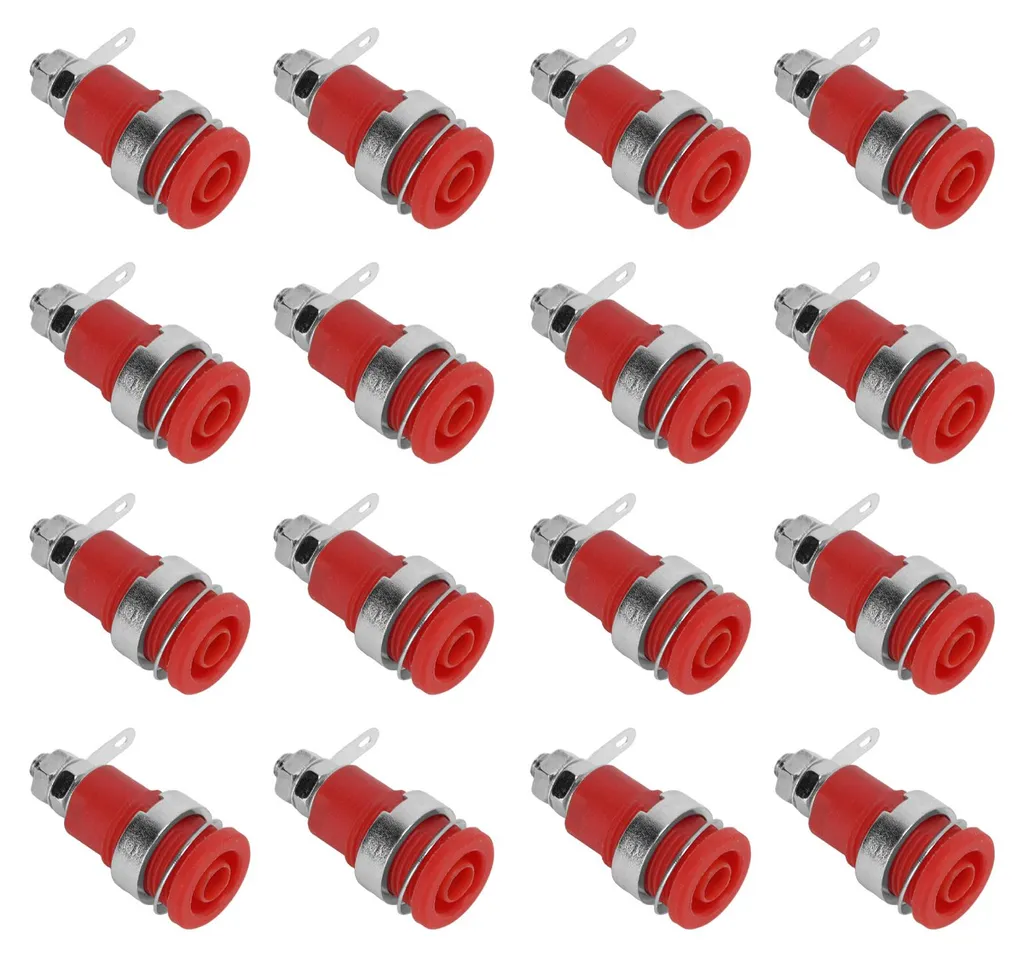 Connecteur fiche banane 4 mm métal rouge pour cordons de mesure - 50 pcs