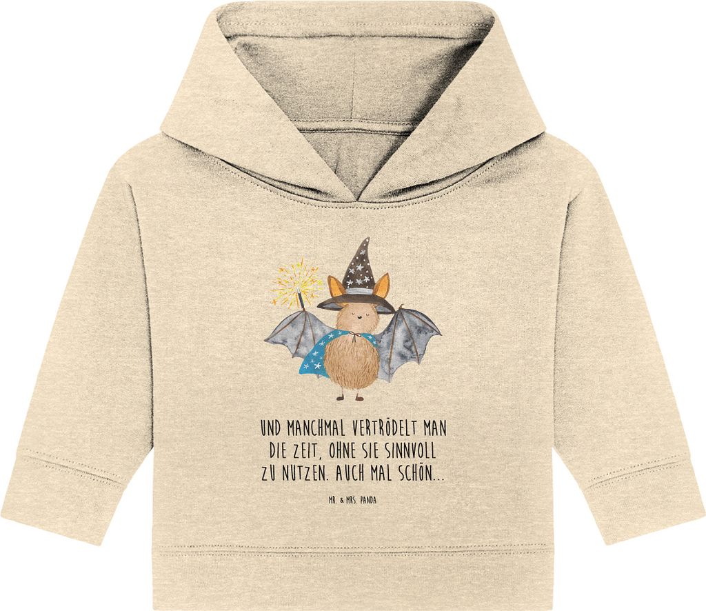 Mr. & Mrs. Panda Organic Baby Hoodie Fledermaus Zauberer 12. - 18. Monat - Natural Raw - Geschenk, Reinsteigern, Kapuzensweatshirt, Fledermäuse, M...