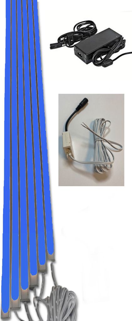 2258 LED ALU Leuchte f. Paneele 18mm Abstand 6x50cm Netzteile BLAU