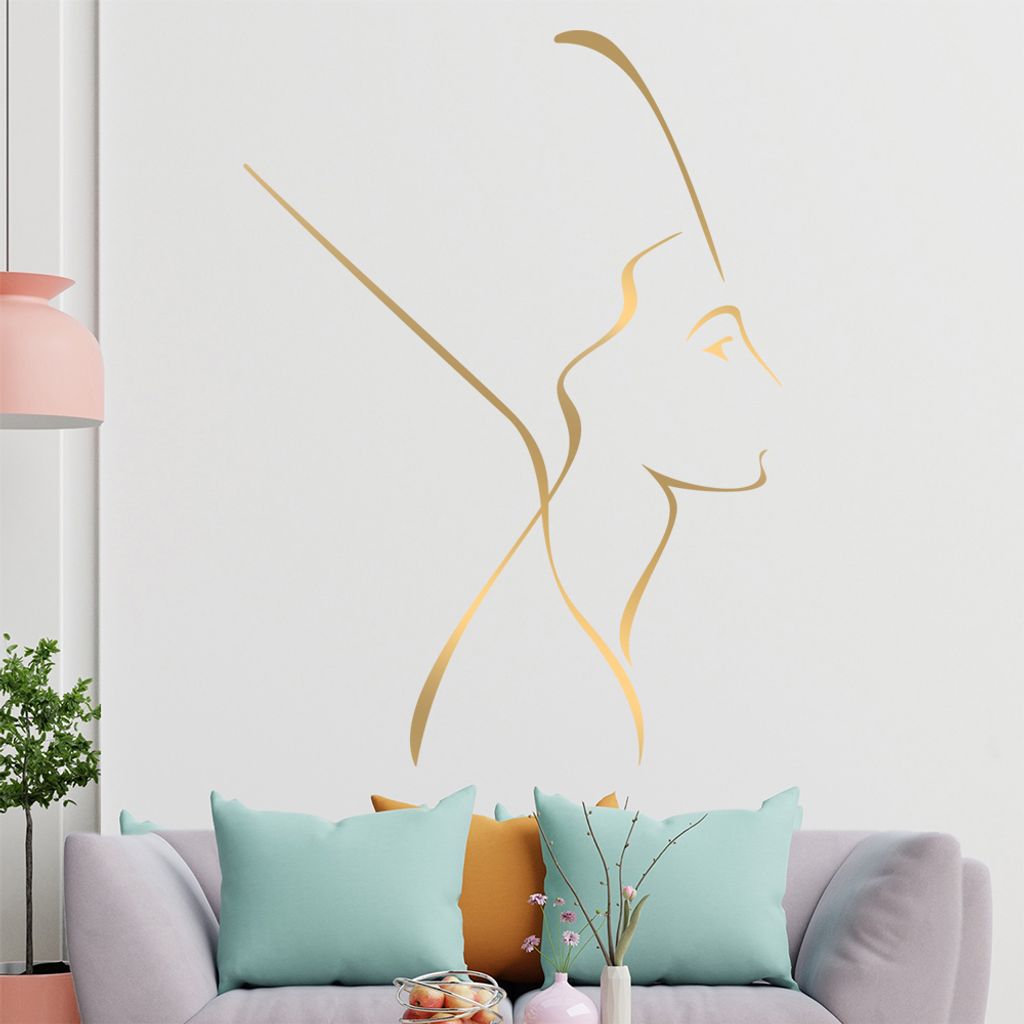 Nofretete - Linien Wandtattoo in 6 Größen - Wandaufkleber Wall Sticker - Dekoration, Küche, Wohnzimmer, Schlafzimmer, Badezimmer
