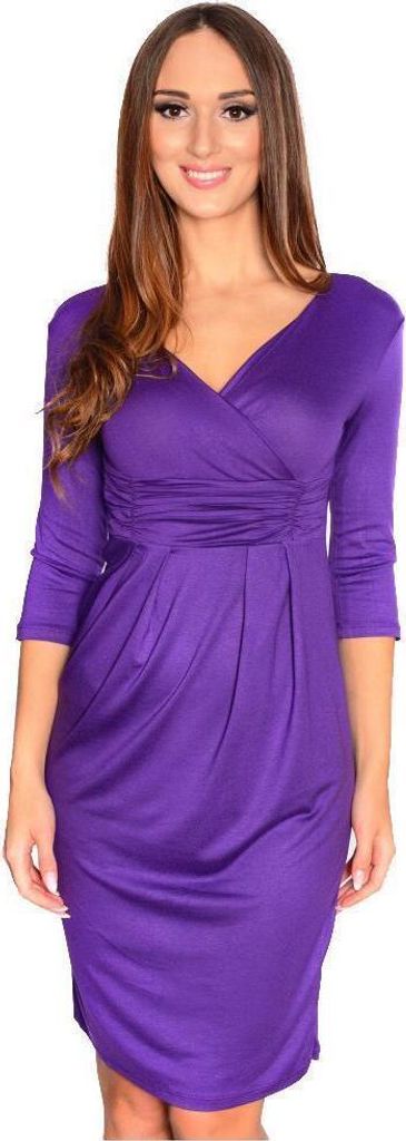 Damen Wickelkleid Kleid mit V-Ausschnitt; Lila/L/XL