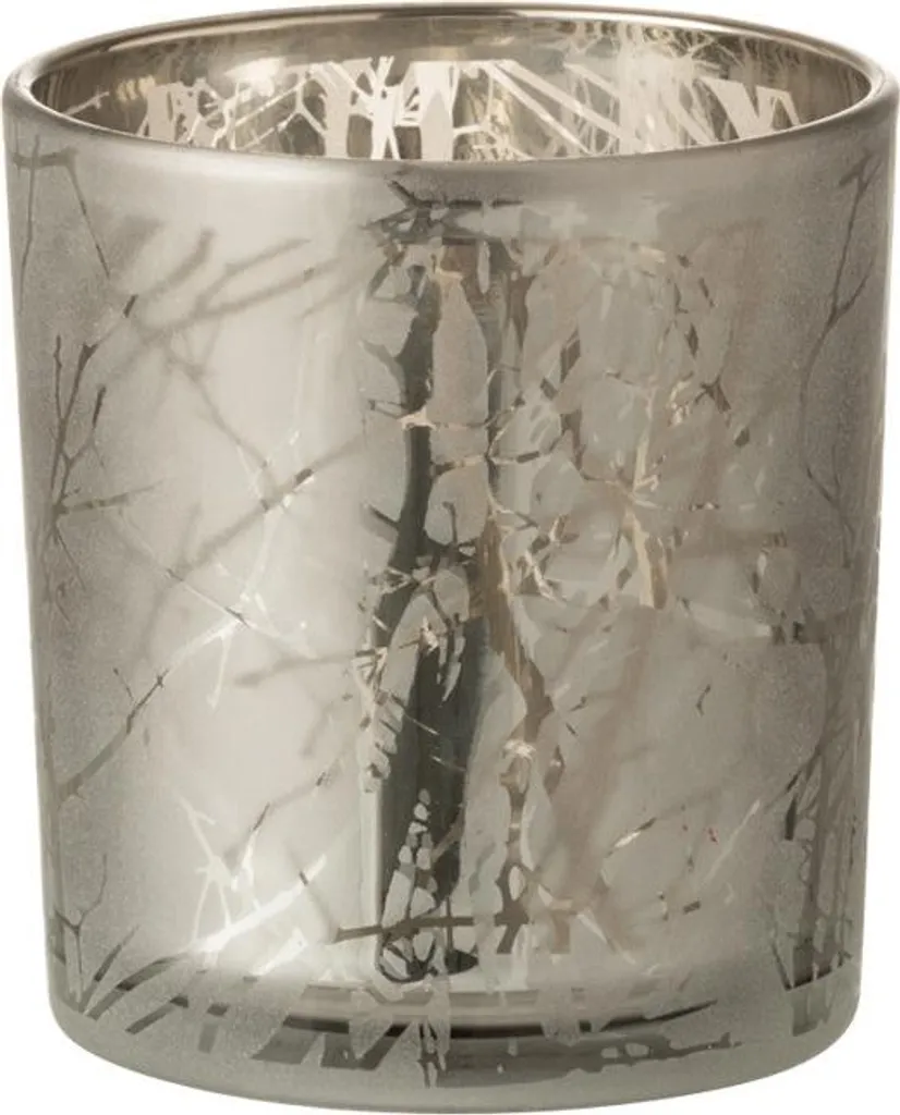 Petit bougeoir design Branches en verre gris J-Line diamètre 7,5cm
