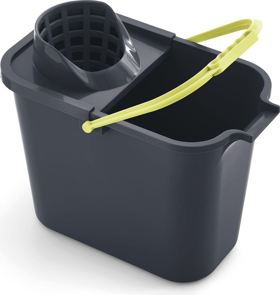 Seau rectangulaire 12 ltr avec essoreur noir-vert MERY Image du produit 