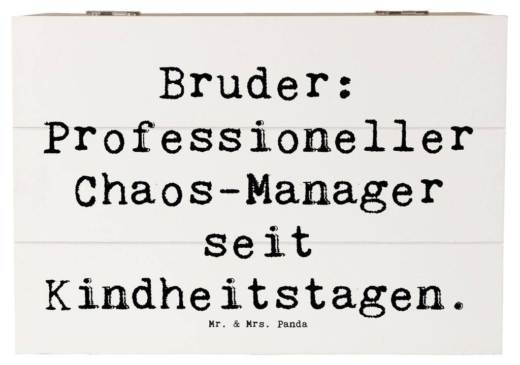 Mr. & Mrs. Panda Holzkiste Spruch Bruder Chaos-Manager 22 x 15 cm - Weiß - Geschenk, kiste holz, Aufbewahrungskiste, Spaß, Familie, Familienbande...