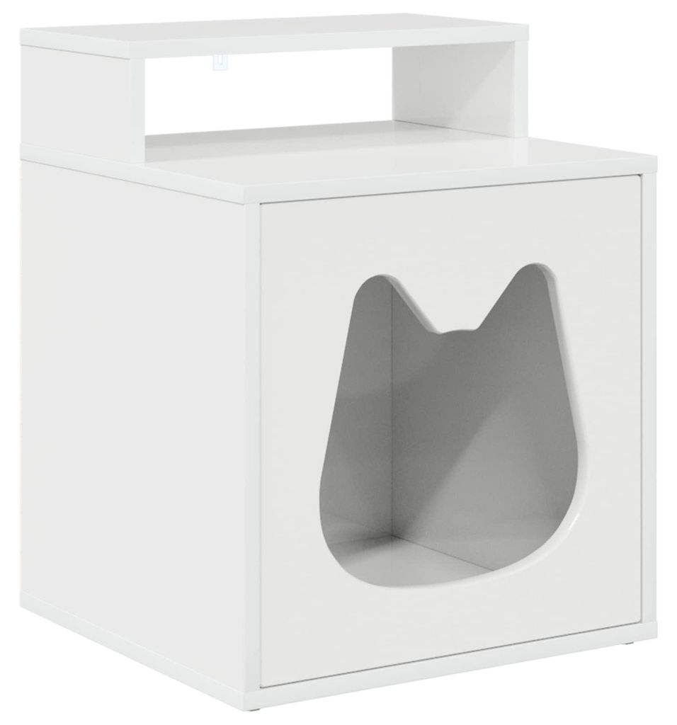 vidaXL Katzenhaus Glänzend Weiß 42,5 x 40 x 53,5 cm Holzwerkstoff