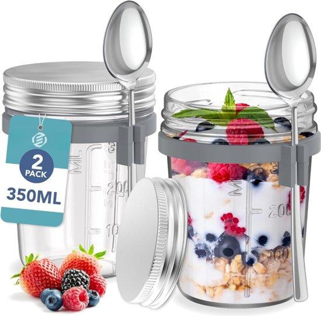 Übernight-Haferflocken-Schüssel-Set, Marmelade-Glas, Frühstück