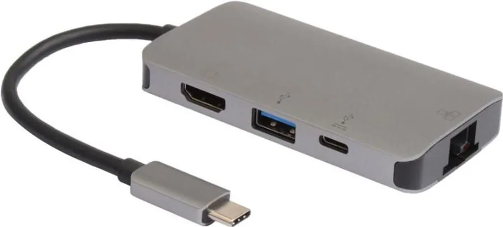 Adaptateur USB-C 100W Haute Vitesse 10 Gbps Finition Aluminium Gris