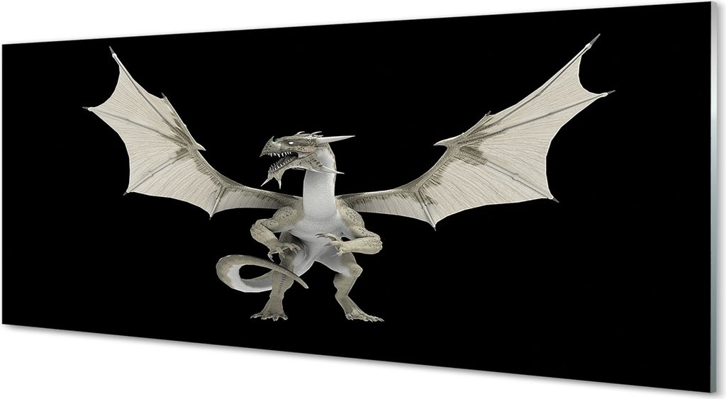 Glasbilder 125x50 Wandkunst Weißer Drache