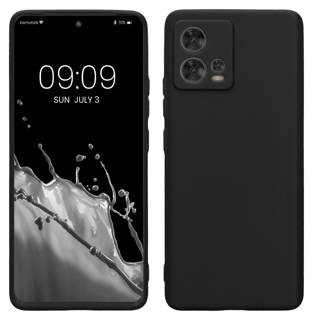 kwmobile Handyhülle für Motorola Edge 30 Fusion Hülle - weiches Handy Silikon Case - Schutzhülle Cover - Schwarz matt