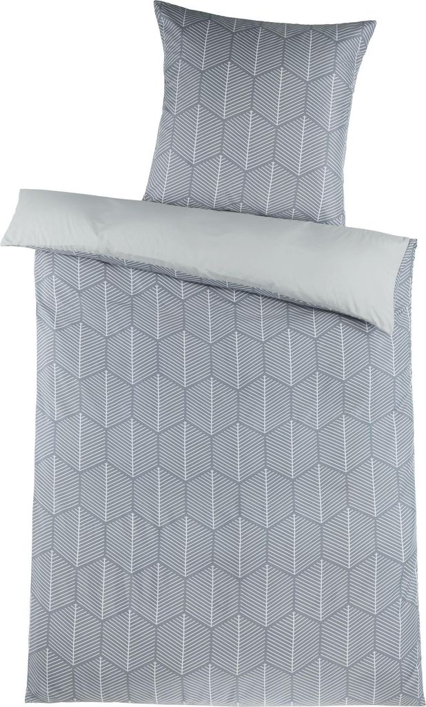 Optidream Mikrofaser Bettwäsche 135 x 200 cm Bettbezug Kopfkissenbezug 80 x 80 cm Raute silber Wende