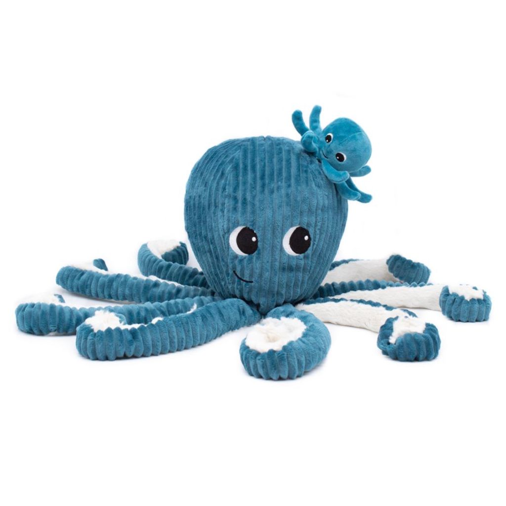 Plüsch-Oktopus, Mutter und Baby, blau