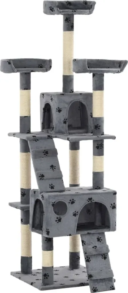 Arbre à chat design gris 170 cm avec poteaux en sisal naturel durable