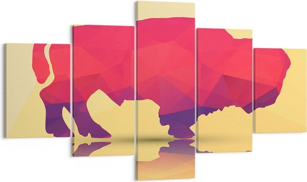 Bild auf Leinwand - Leinwandbild - Bison Illustration Bunt Grafik - 125x70cm - Wand Bild - Wanddeko - Leinwanddruck - Bilder - Kunstdruck - Wanddek...