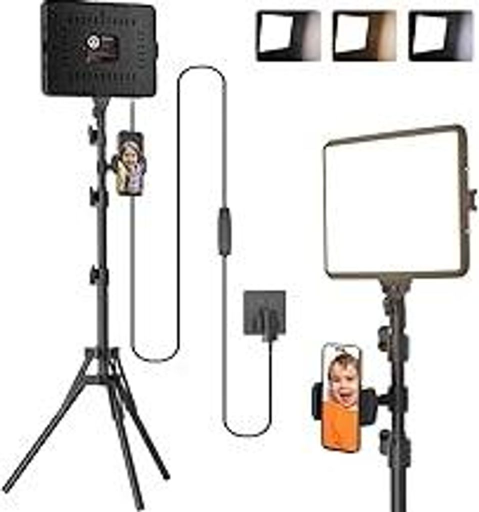 Video Licht Set, 2-Pack 25x20 cm 15 W LED Studio Fotolicht, Dimmbares 2800–6500K Kamera Licht für Video/Streamen von Selfies/Porträts im Innenb...