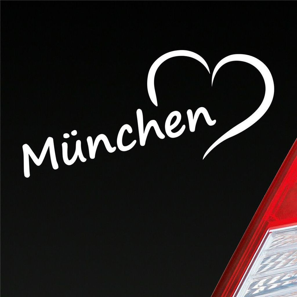 Auto Aufkleber München Herz Heart Stadt Auto Liebe Love 19x8 cm Weiss Matt Sticker Heckscheibenaufkleber