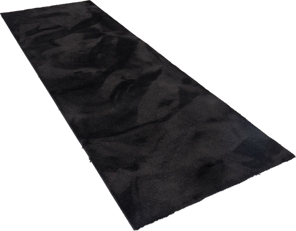Super Soft Hochflor Läufer Livorno Schwarz, Größe:80x200 cm