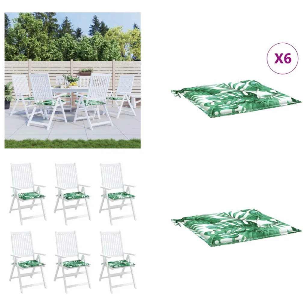 Set 6 Cuscini Sedia 50x50 vidaXL Foglie: Comfort per Giardino e Interni