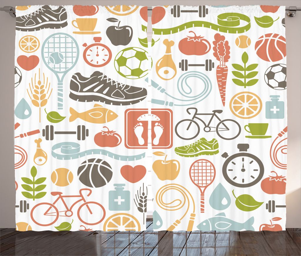 ABAKUHAUS Retro Rustikaler Gardine, Fitness Sport Gesund, Produktbild 