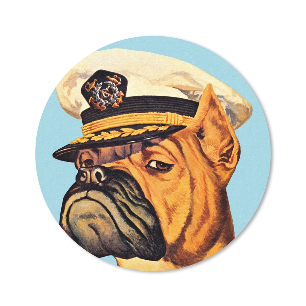 MuchoWow Mauspad Mousepad Eine Illustration eines Hundes als Kapitän in der Pop-Art 20x20 cm - Mousepads - Maus Mat - Pad - Mausunterlage - Schr...