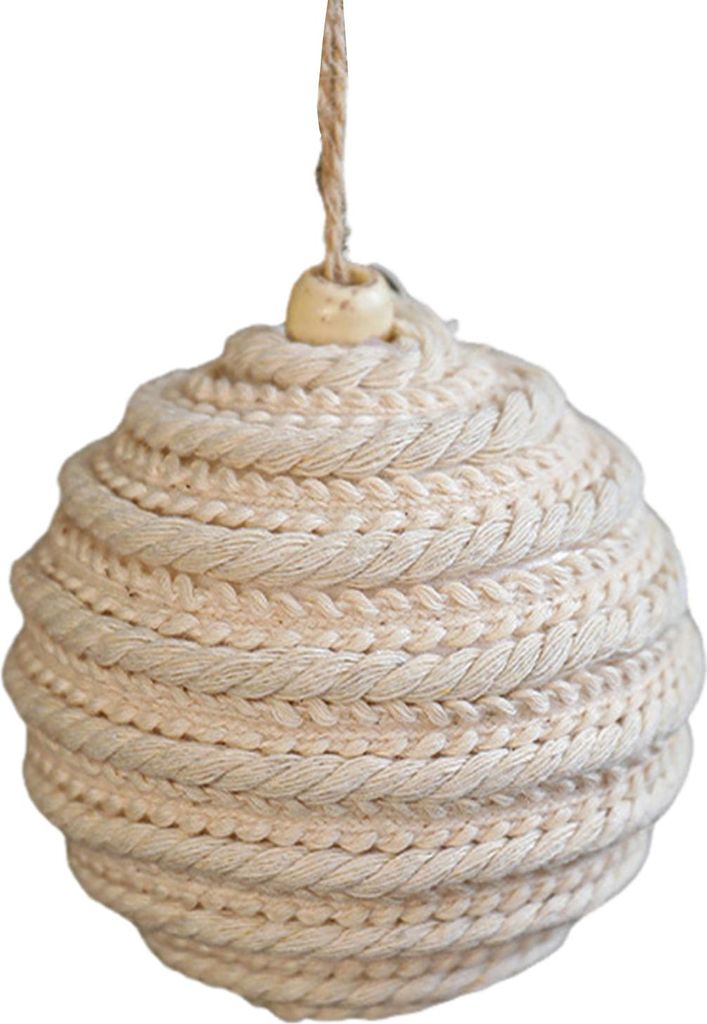Weihnachtskugel aus Leinenstoff, rustikale, abgenutzte Hängekugel, Weihnachtsbaumschmuck im Landhausstil