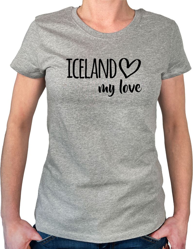 Huuraa Damenshirt Iceland my love Geschenk Größe XL Sport Grey Bio Baumwolle Fairtrade Iceland Geschenkidee