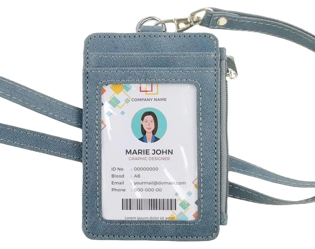 Porte-monnaie avec cordon et dragonne en cuir PU bleu style portefeuille