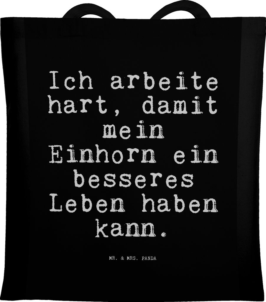 Mr. & Mrs. Panda Tote Bag Ich arbeite hart, damit... - Schwarz - Geschenk, Beutel, Laptoptasche, witzig, Büchertasche, Einhorn, Sprüche, Phantasi...