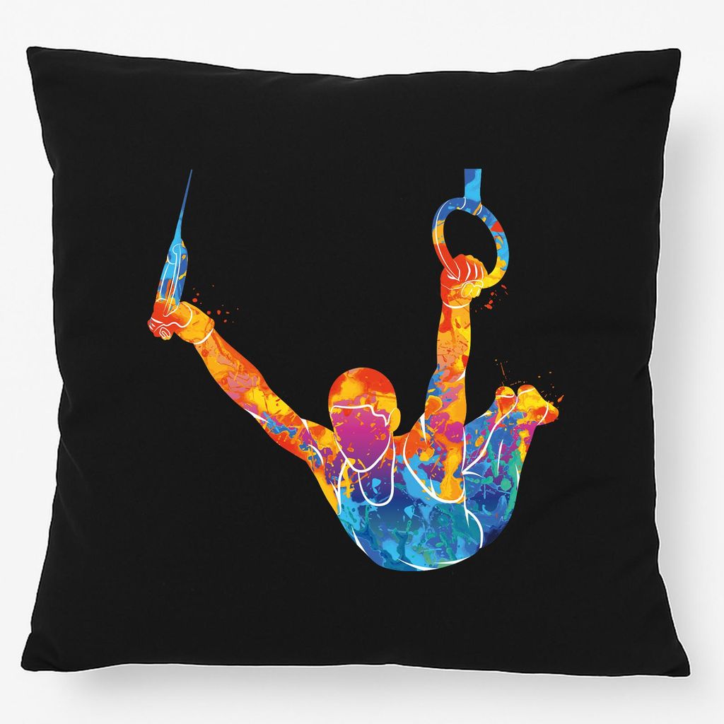 Huuraa Kissen Gymnastik Ringe 40x40cm mit Füllung Black Baumwolle Dekokissen Geschenkidee