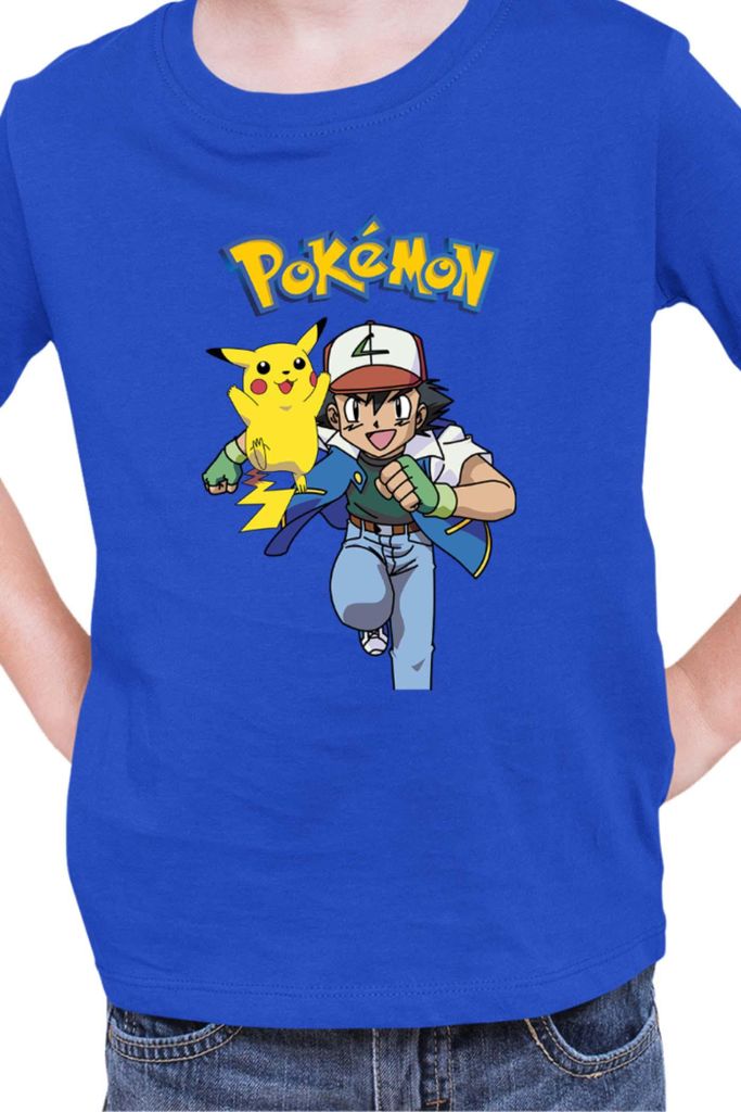 Kinder T-Shirt Japan Manga Anime Comics Pokemon 011, / Blau