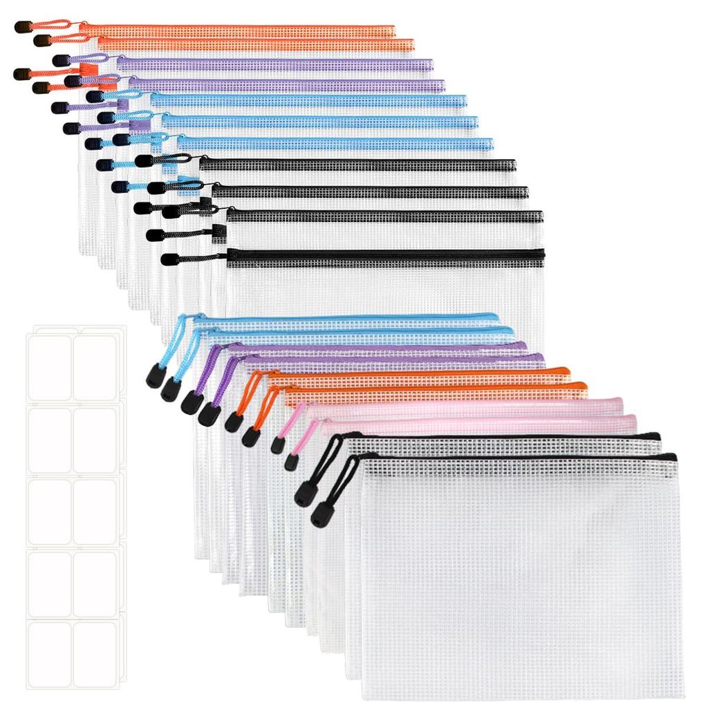20 Dokumentenmappen mit Reißverschluss, PVC, wasserdicht, transparent, für A4-Format