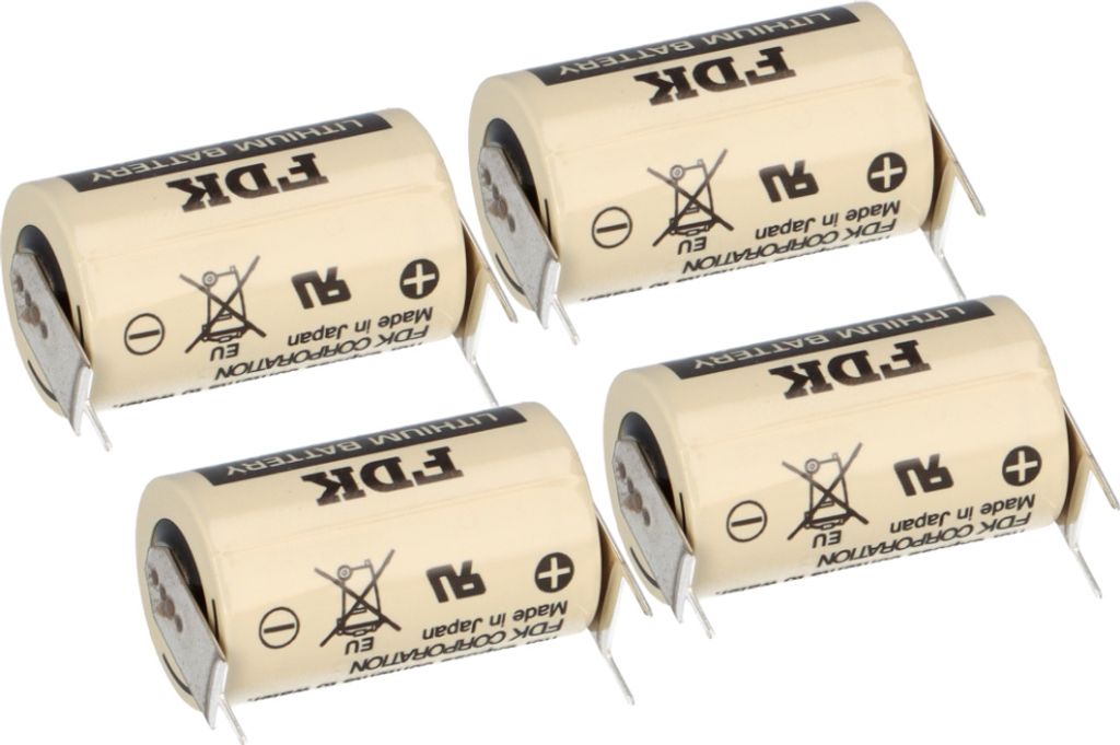 4x FDK Lithium 3V Batterie CR 14250SE-FT1 1/2AA - Zelle 2/1 pin ++/- Rastermaß: 7,5mm