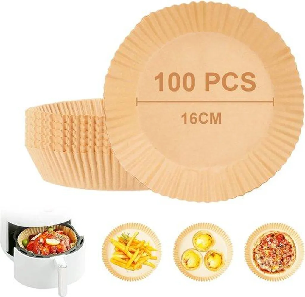 Papier pour friteuse à air chaud 20 cm, 100 feuilles antiadhésives