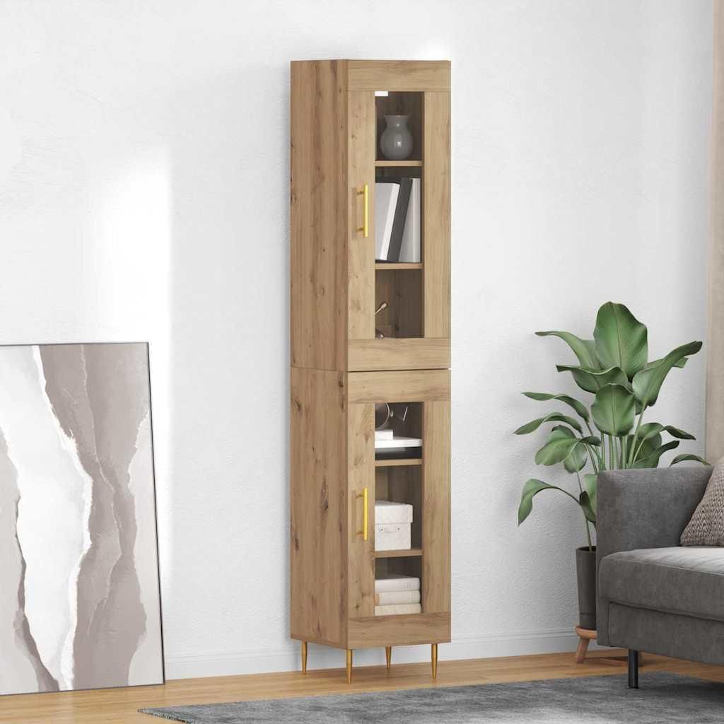 "Schlussverkauf" Highboard 2 Stück - Standschrank Mit Stauraum - Artisan-Eiche Glas C6597