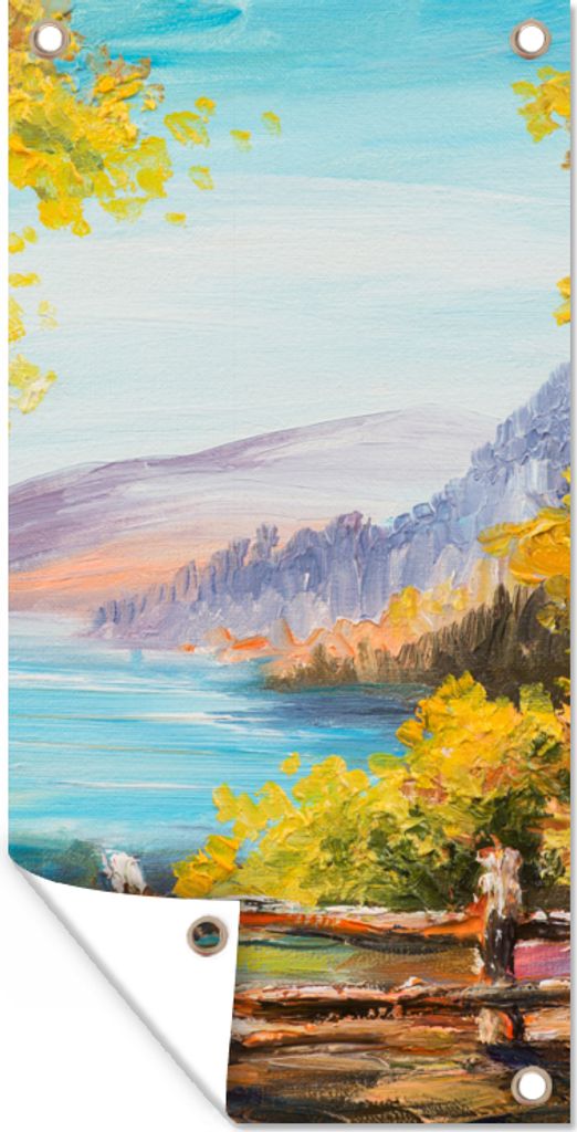 MuchoWow 30x60 cm Outdoor-Poster Gartendeko Sichtschutz Garten Poster für den Garten Malerei - Ölgemälde - Pflanzen - Natur