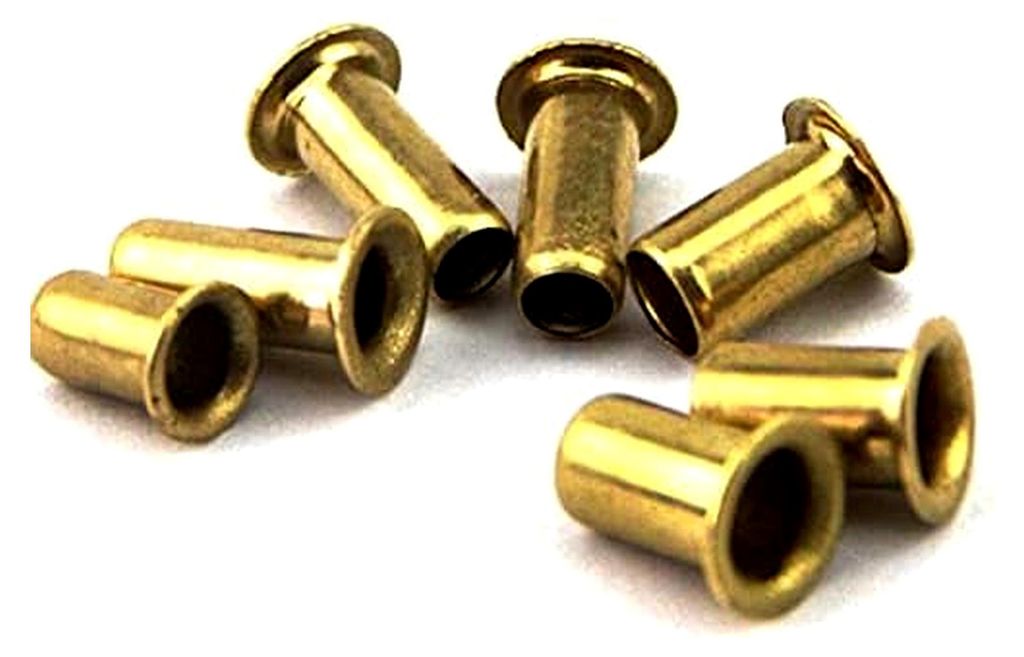 (500 Stück) Hohlnieten aus Messing, M1,3 x 3 mm, zur Verbindung von Metall