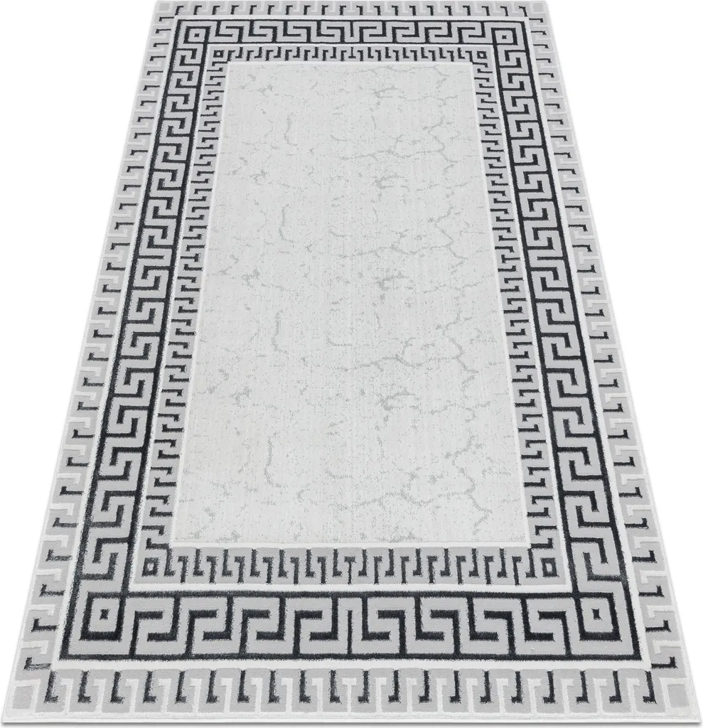 Tapis ALLURE 1960 Clé grecque - Tapis structuré blanc et gris 120x170 cm