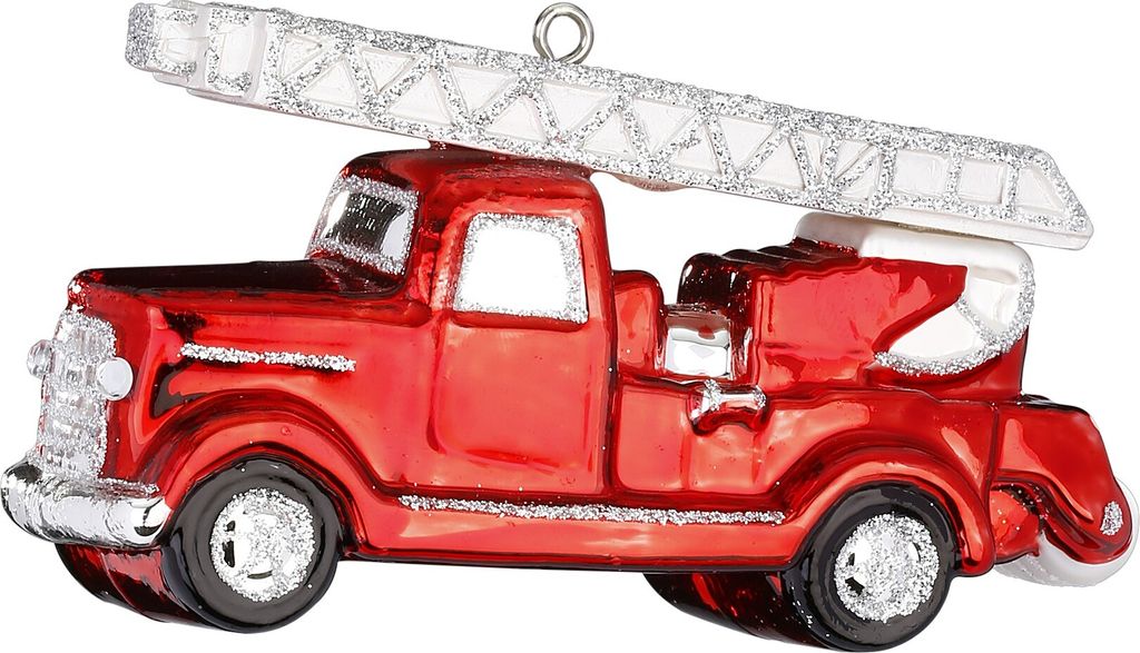 Christbaumschmuck Feuerwehrauto Glas 6 cm Produktbild 