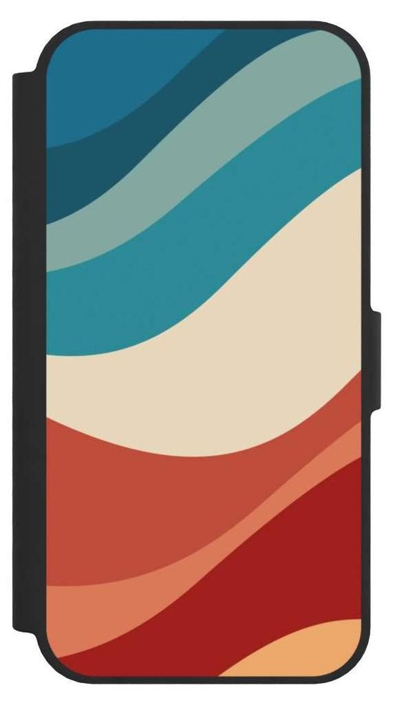 NIVOCASE Klapphülle für Apple iPhone 16e Handyhülle aus Kunst Leder NIVOflip schwarz Farbe Farbverlauf Welle