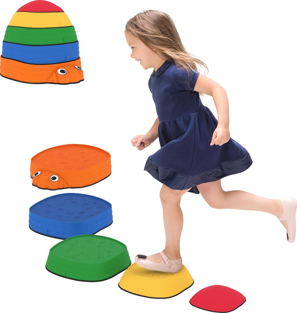 AIYAPLAY Balanciersteine für Kinder 5 Stück Rutschfeste Sensorisches Spielzeug Trittsteine für Kinder 2-8 Jahren für Gleichgewicht, Motorik