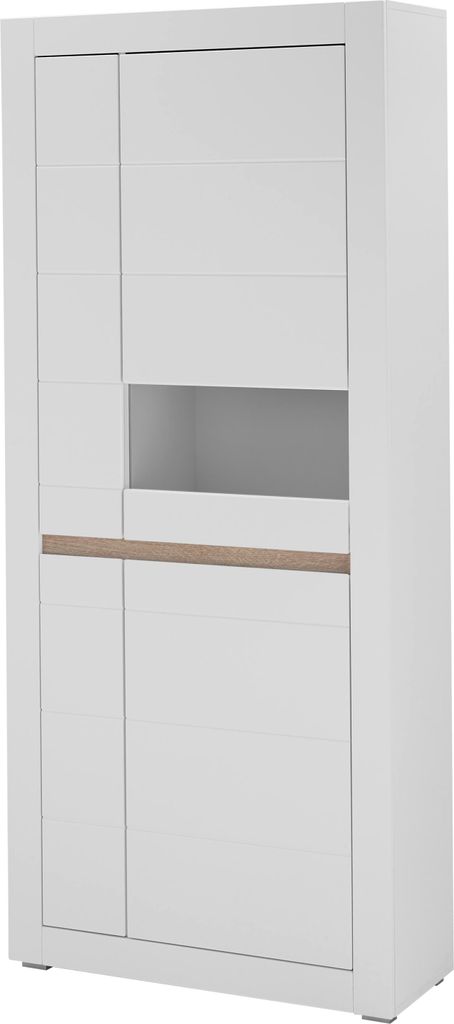 LIVOJO M15 Wohnzimmer Vitrine 85 x 198 x 35 cm Weiß Matt