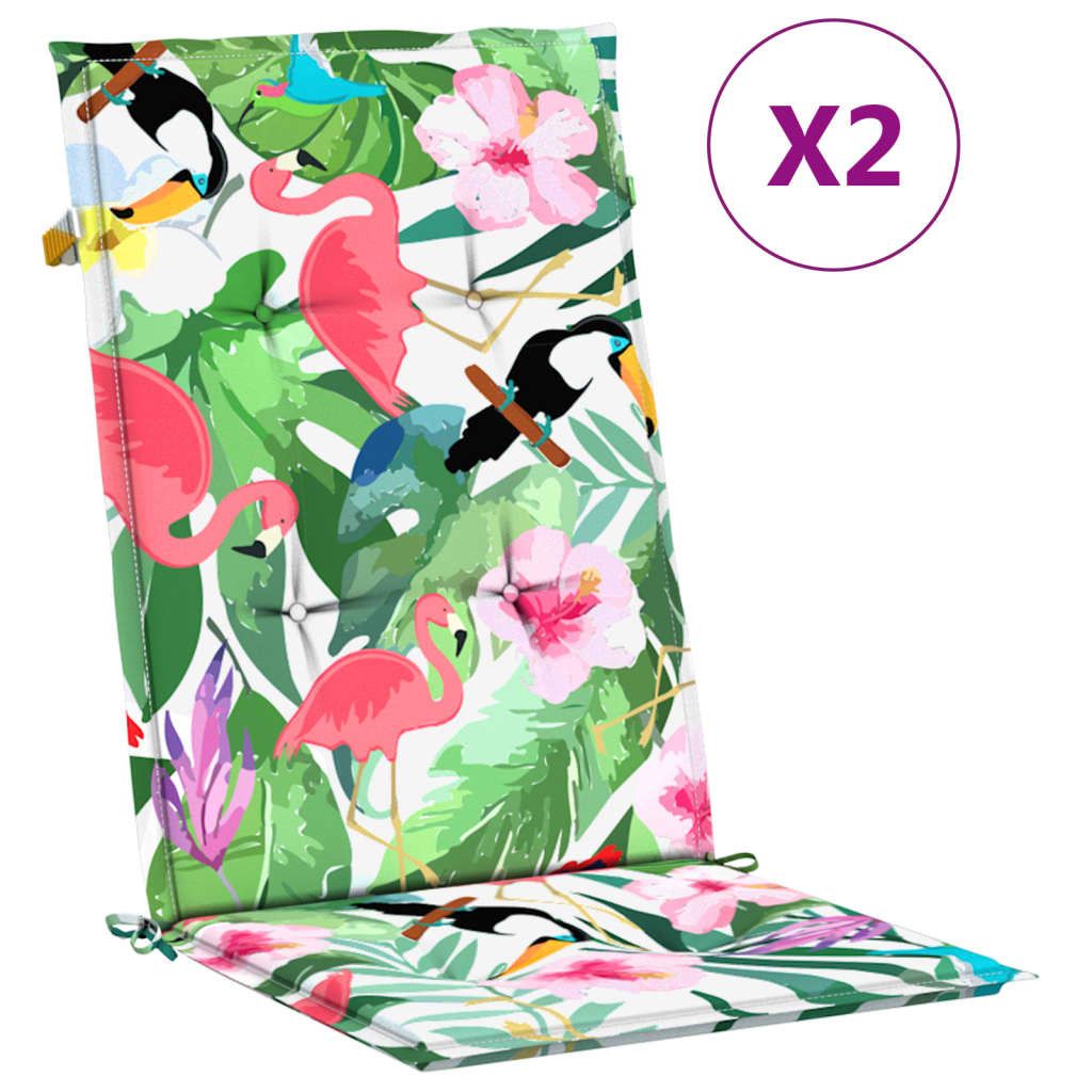 vidaXL Gartenstuhlauflagen für Hochlehner 2 Stk. Mehrfarbig 120x50x3cm