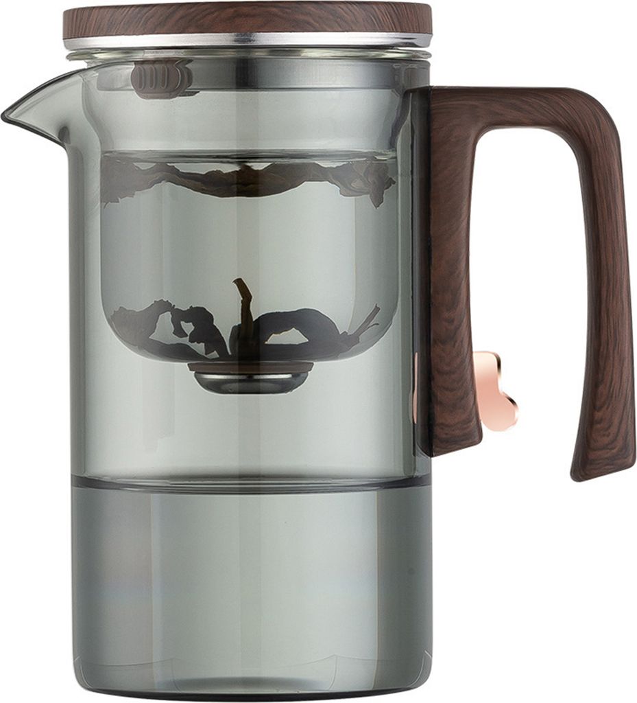 520/720/900 ml Glasteekanne mit Teesieb, Holzgriff, hitzebeständig, tropffreier Ausguss, Wasserabscheidung, Teekanne, leicht zu reinigen, Teekesse...