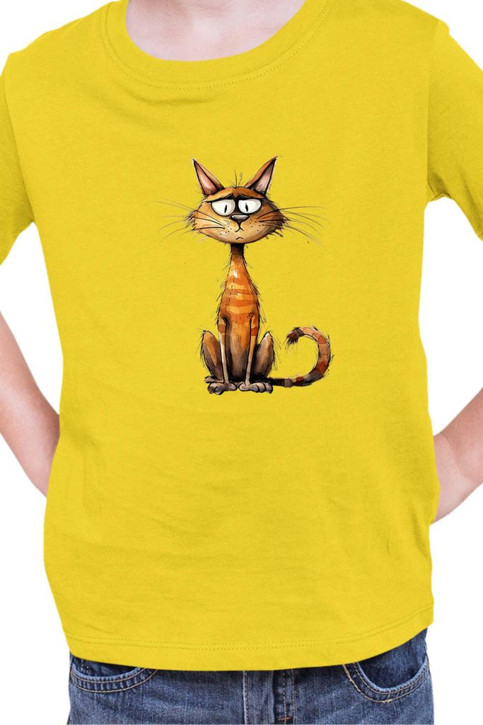Kinder T-Shirt Funny Cats Breeds Chausie Cat, 9-11 Jahr - 140 / Gelb