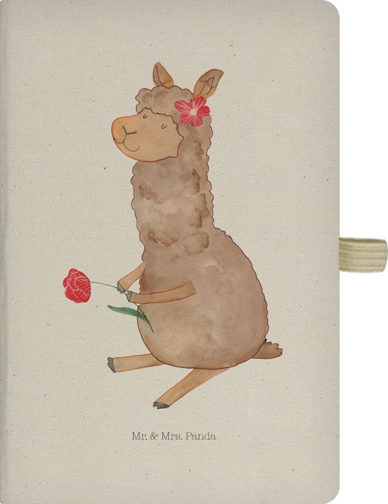 Mr. & Mrs. Panda Reisetagebuch Alpaka Blume - Transparent - Geschenk, Adressbuch, notizbuch, Lamas, A5 Hardcover, Journal, Lama, Spruch, Tagebuch
