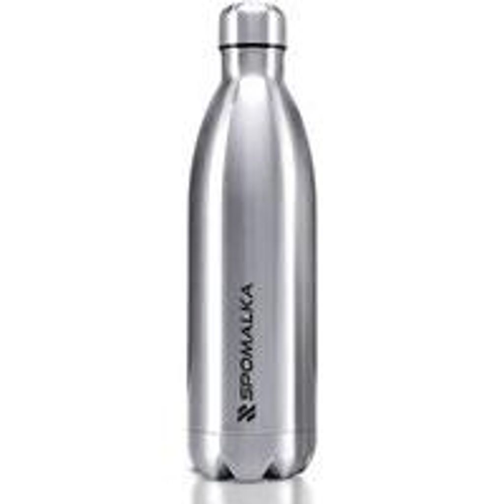 Edelstahl-Isolierflasche 1L, silber, doppelwandig, kalt & warm