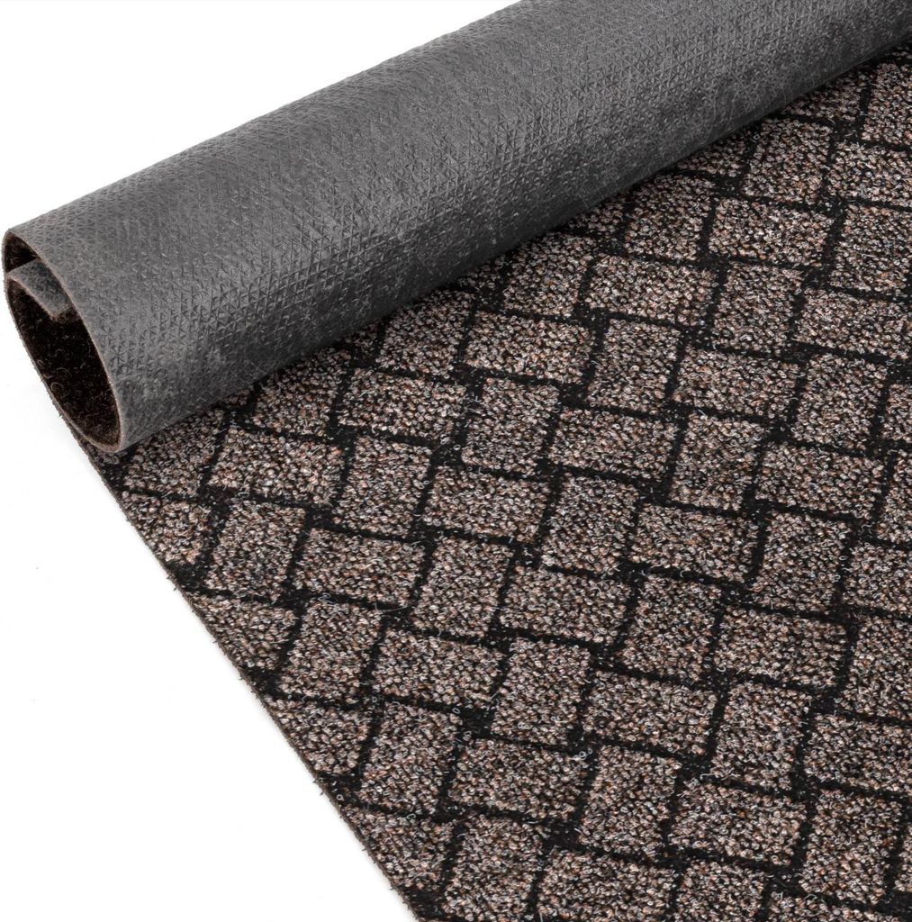 Fußmatte Türvorleger Bodenmatte Textil Melbourne Pflasterstein Braun Robust Wasserabweisend Breite 90 cm Länge 100 cm