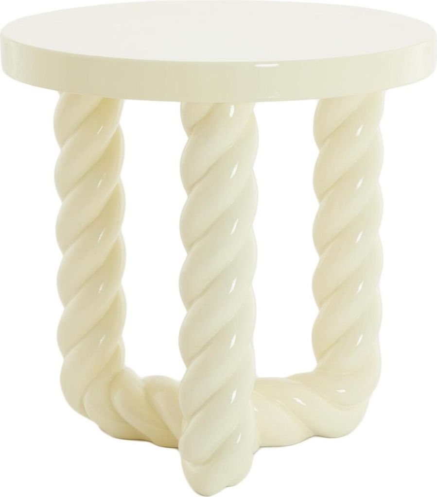 Light & Living Beistelltisch Vallejo mit Hochglanzoberfläche in Creme – Ø46x46 cm