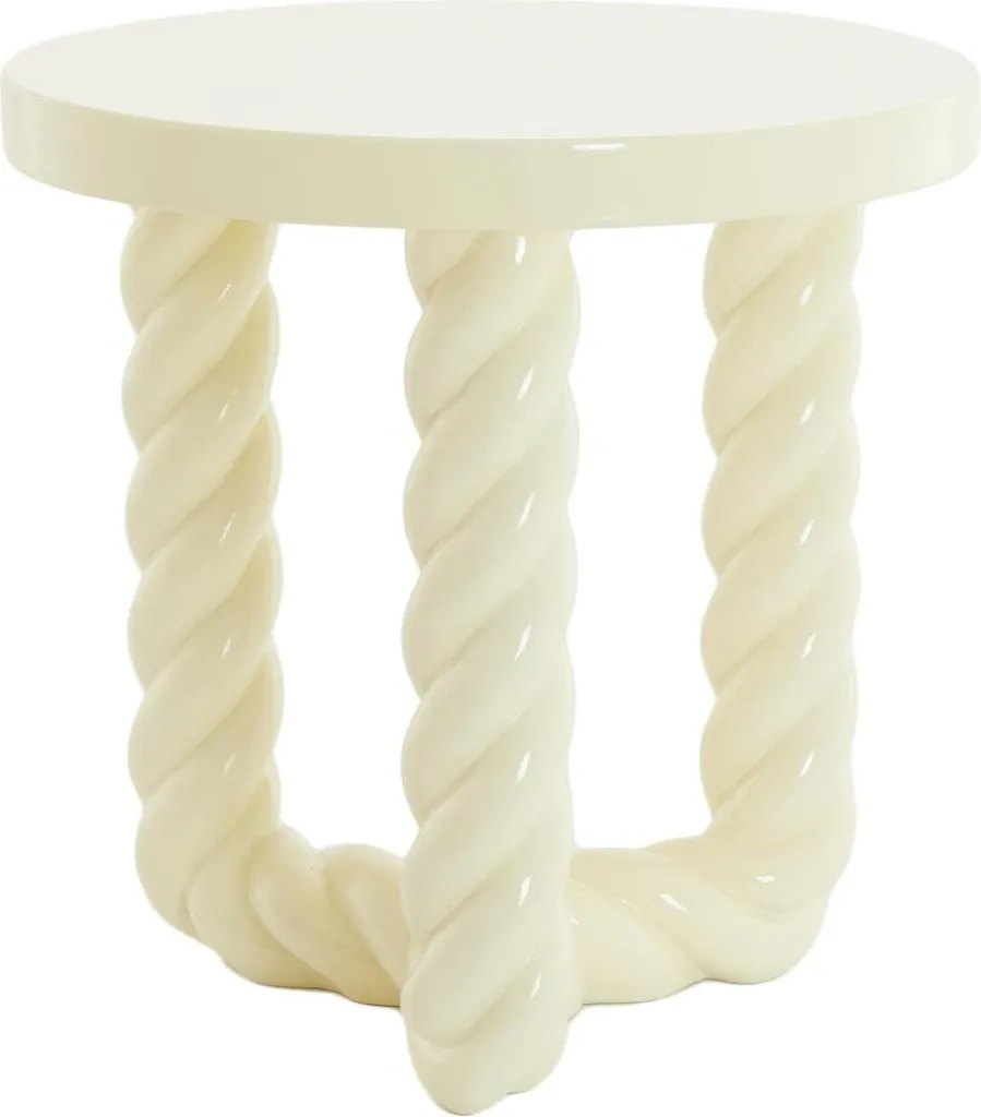 Table d'appoint ronde crème finition brillante Ø46 cm Light & Living